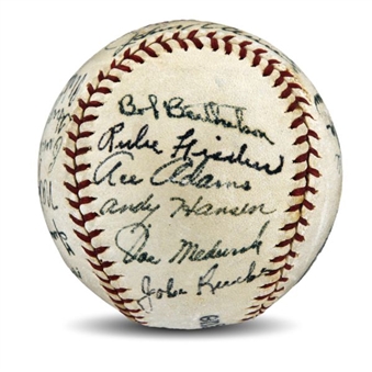 1945 New York Giants Team Signed Ball with 2 Hall of Famers